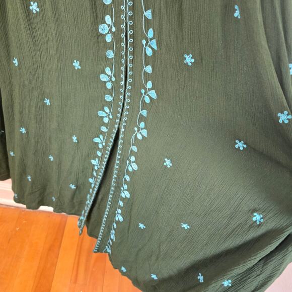 Natural Life Brae Midi Dress Womens M Forest Green Embroidered Boho Cottagecore - Picture 13 of 16